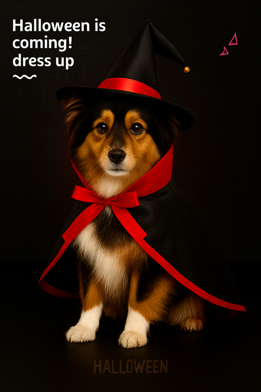 Déguisement Halloween Cape et Chapeau de Sorcier pour Chien – Noir & Rouge