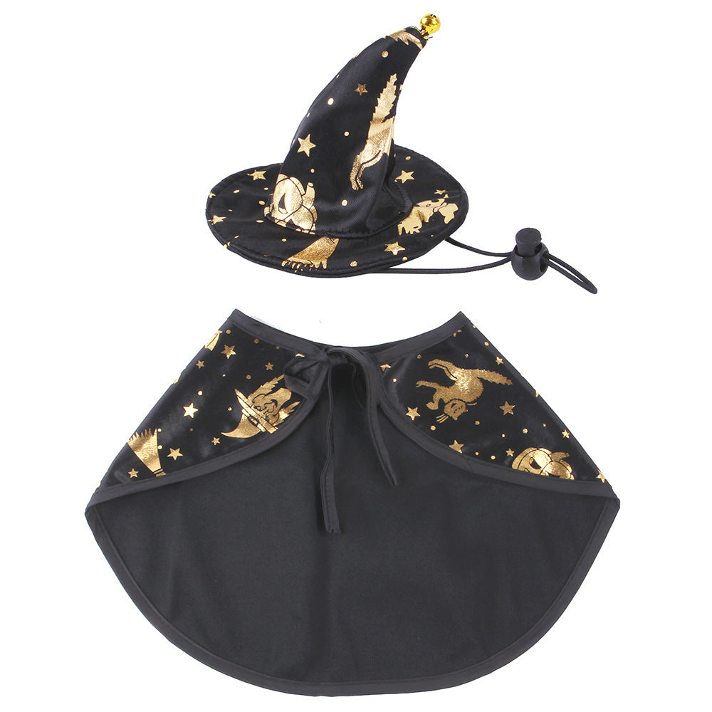Costume Halloween pour chat – Ensemble Sorcier Doré