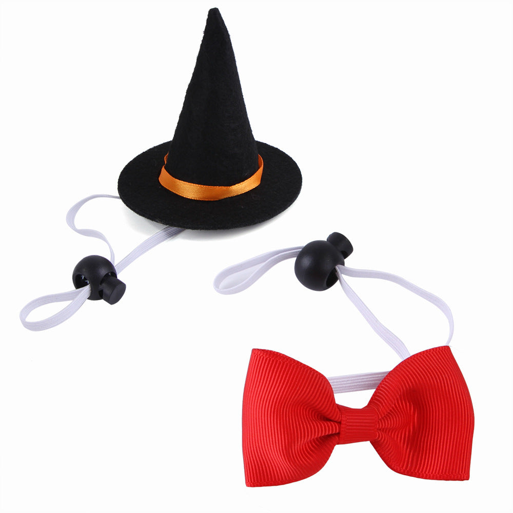 Costume Halloween pour chat – Ensemble Sorcier avec nœud papillon rouge ou noir