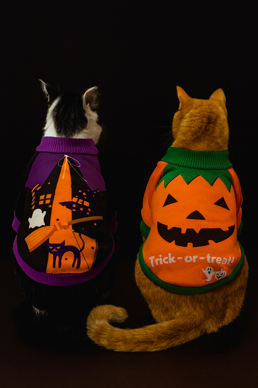 Pull Halloween pour chien et chat – Citrouille & Chat Noir “Trick or Treat”