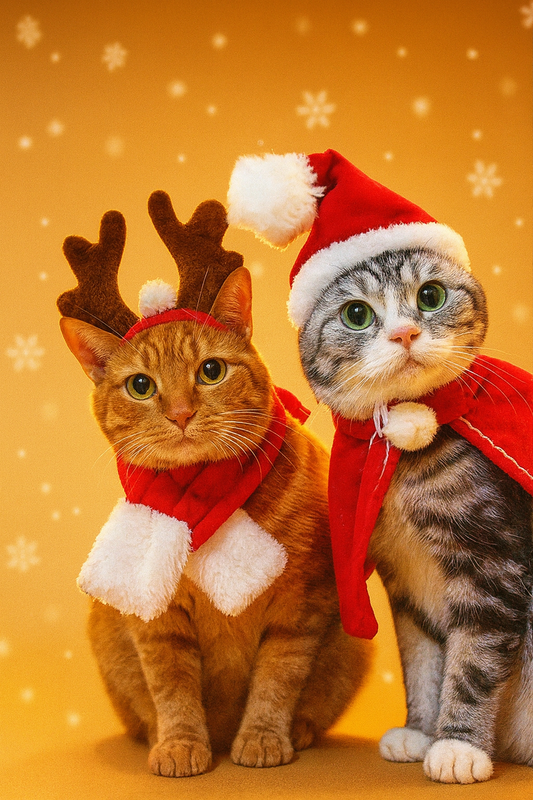Costume de Noël pour chat – Ensemble Renne & Père Noël